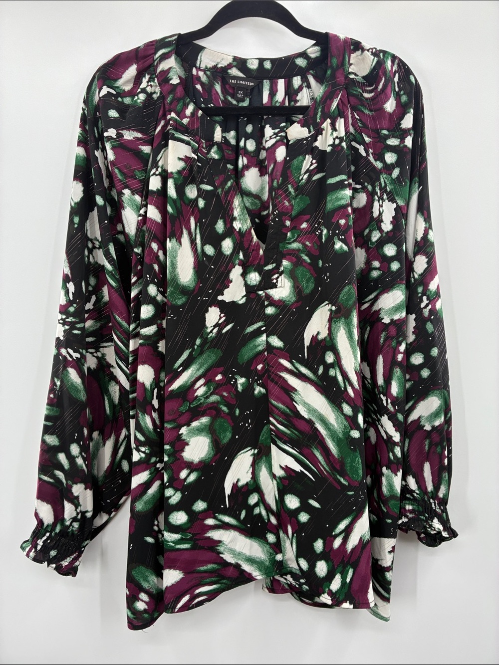 The Limited Women's Abstract Print Long Sleeve Blouse - size: 3X